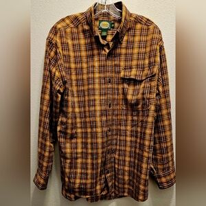 Vintage Cabela's Plaid Button-Up Shirt - Brown and Yellow